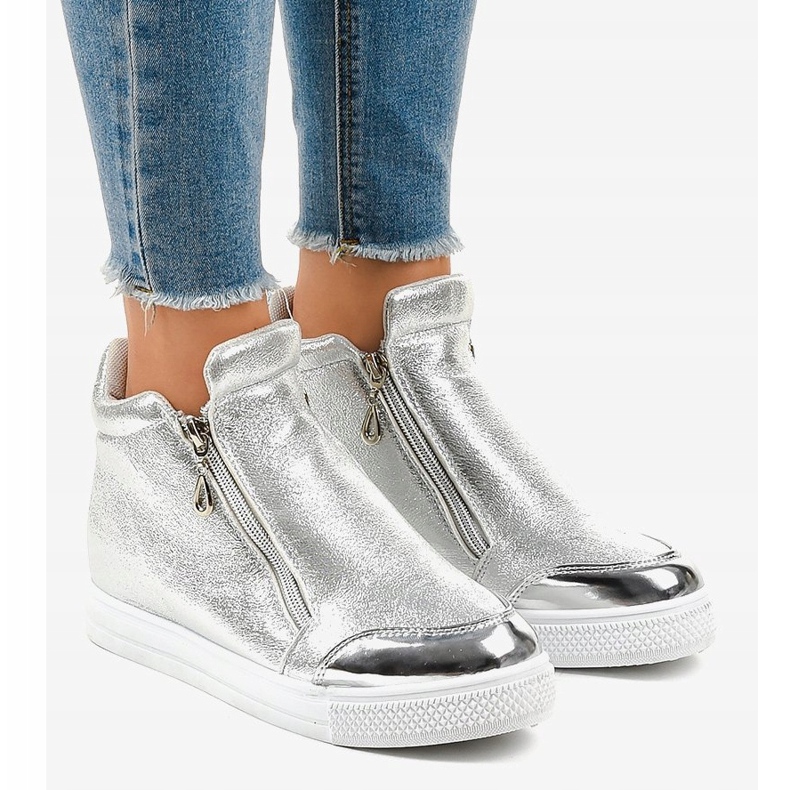Silver wedge sneakers med R51-3 dragkedjor grå 1