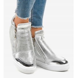 Silver wedge sneakers med R51-3 dragkedjor grå 2