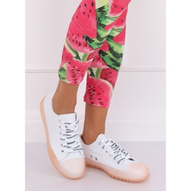 Kvinnors vita och rosa sneakers B111-2 VIT / ROSA 1