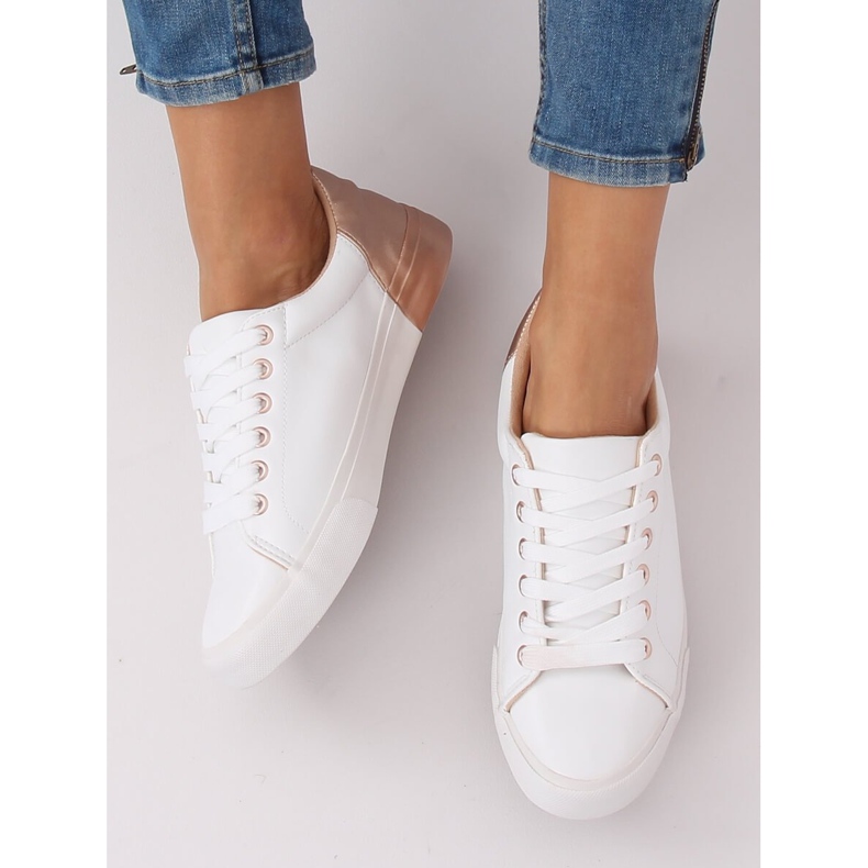 Kvinnors vita och champagnesneakers A88-29 W-CHAMPAGNE mångfärgad 2