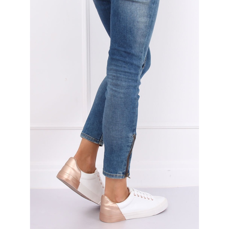 Kvinnors vita och champagnesneakers A88-29 W-CHAMPAGNE mångfärgad 1