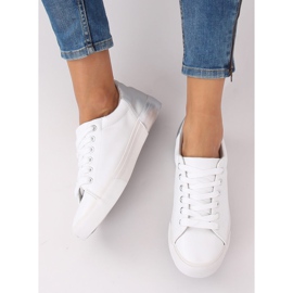Kvinnors vita och silver sneakers A88-29 W-SILVER grå 2