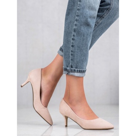 Ideal Shoes Bekväma pumpar på en nål brun 2