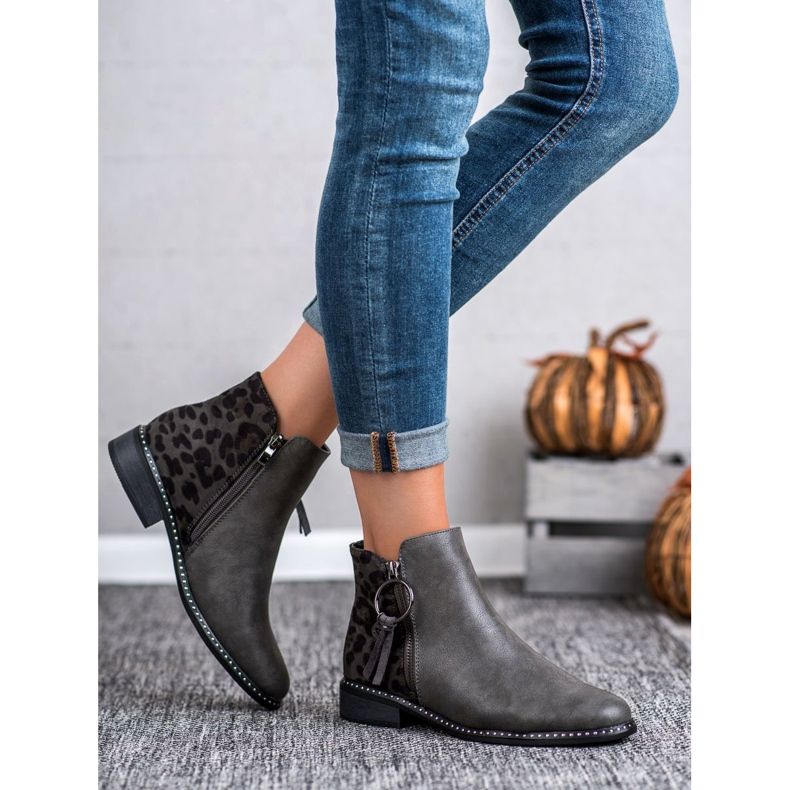 Filippo Snygga kängor med dragkedja grå 1