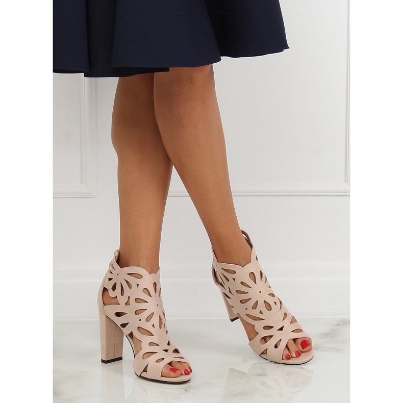 Beige openwork-stövlar AT-0657-L Nude II-GAT 1