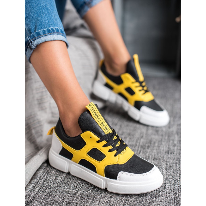 Jumex Trendiga sneakers svart gul 2