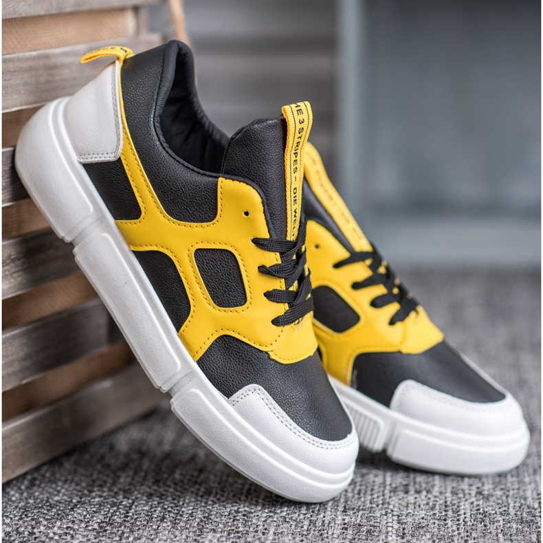 Jumex Trendiga sneakers svart gul 1