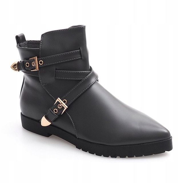 Varma eleganta stövlar med spänne HW13 grå 2