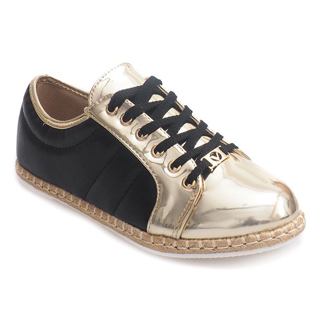 Linne Espadrilles Q52 svarta sneakers gul 1