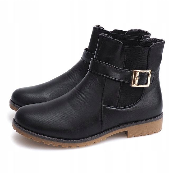 Stövlar med gummi och spänne päls E598 svart grön 1