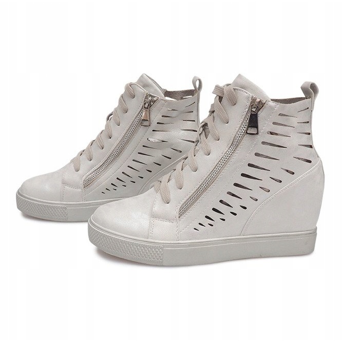 Openwork wedge sneakers HQ881 Silver grå 1