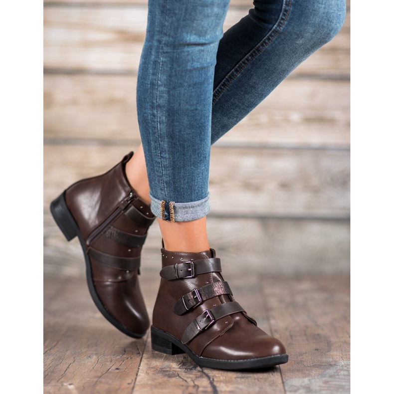 Small Swan Stövlar med dekorativa ränder brun 2