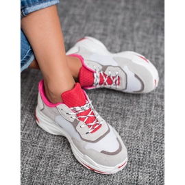 SHELOVET Snörade sportskor röd grå 1