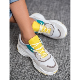 SHELOVET Snörade sportskor grå gul 1