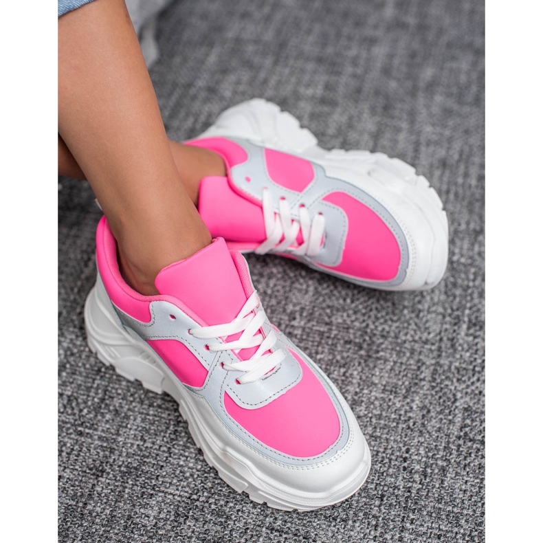 Ideal Shoes Neon sportskor vit rosa mångfärgad 2