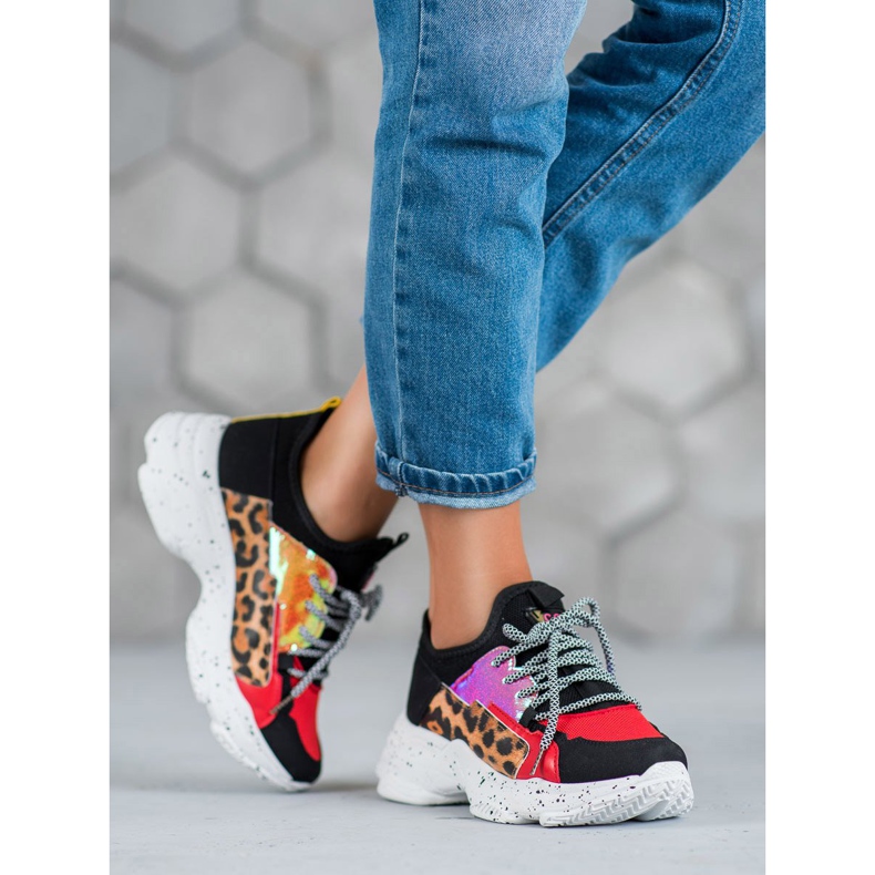 SHELOVET Sportskor med leopardmönster röd mångfärgad 2