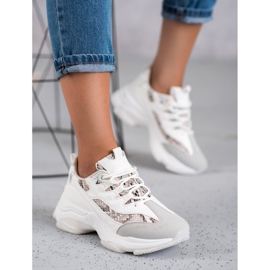 Kayla Snake Print Tied Sneakers vit 2