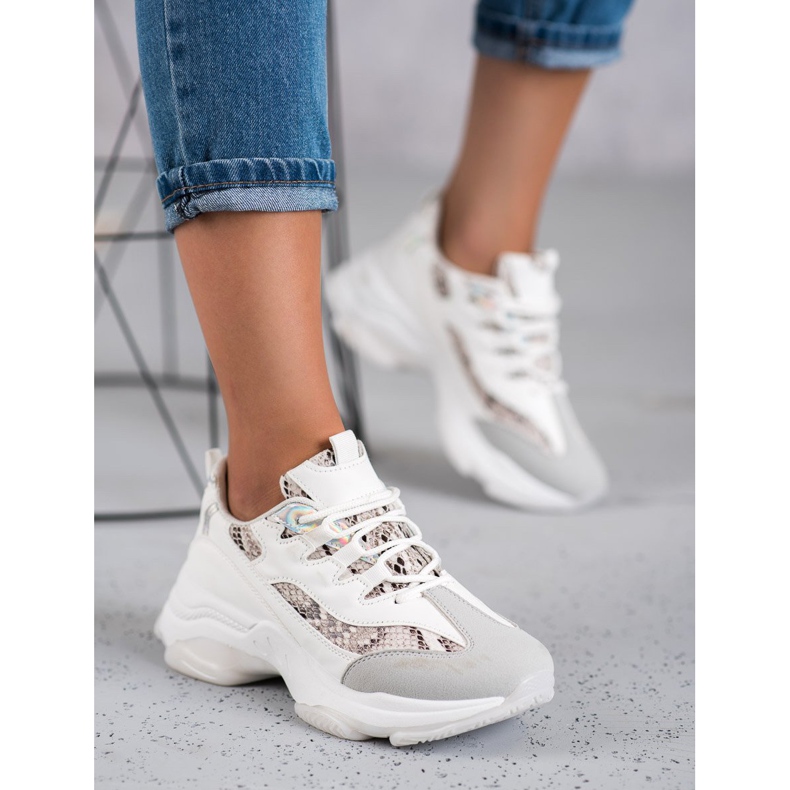 Kayla Snake Print Tied Sneakers vit 2