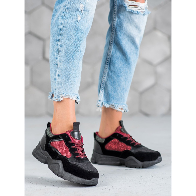 Muto Glänsande sportskor svart 2