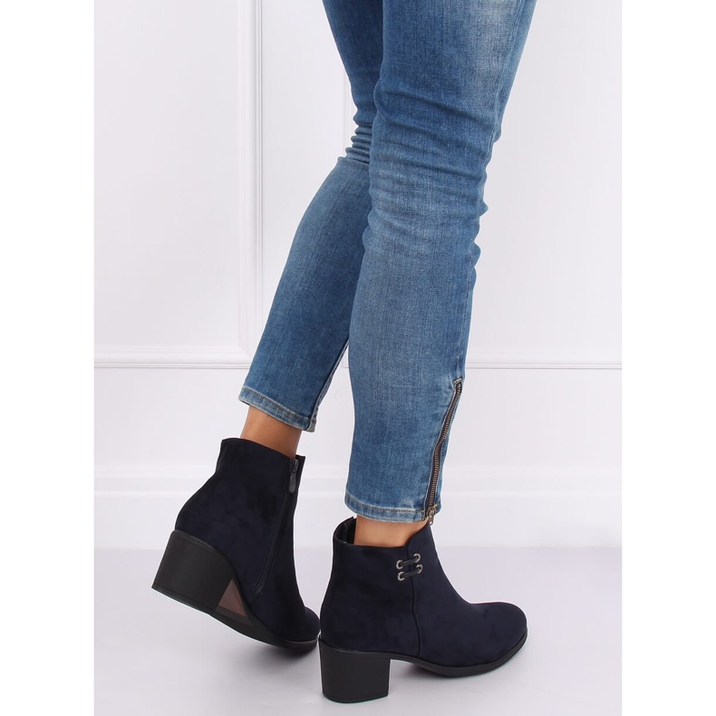 Marinblå damer 8B982 blå högklackade stövlar 1