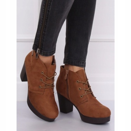 Högklackade skor 8B883 Kaki brunt 2