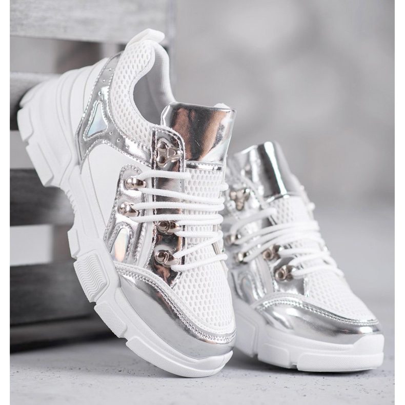 SHELOVET Bekväma sportskor vit grå 2