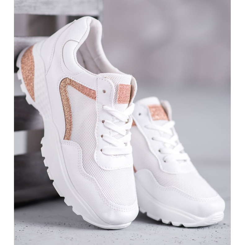 SHELOVET Sportskor med glitter vit 1