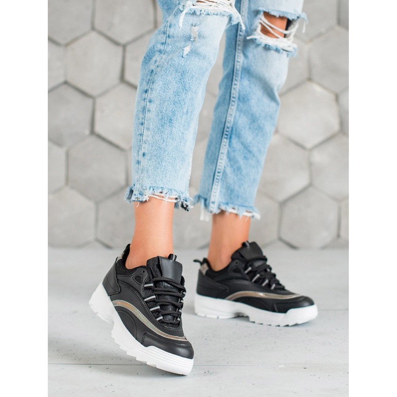 SHELOVET Trendiga svarta sneakers 2