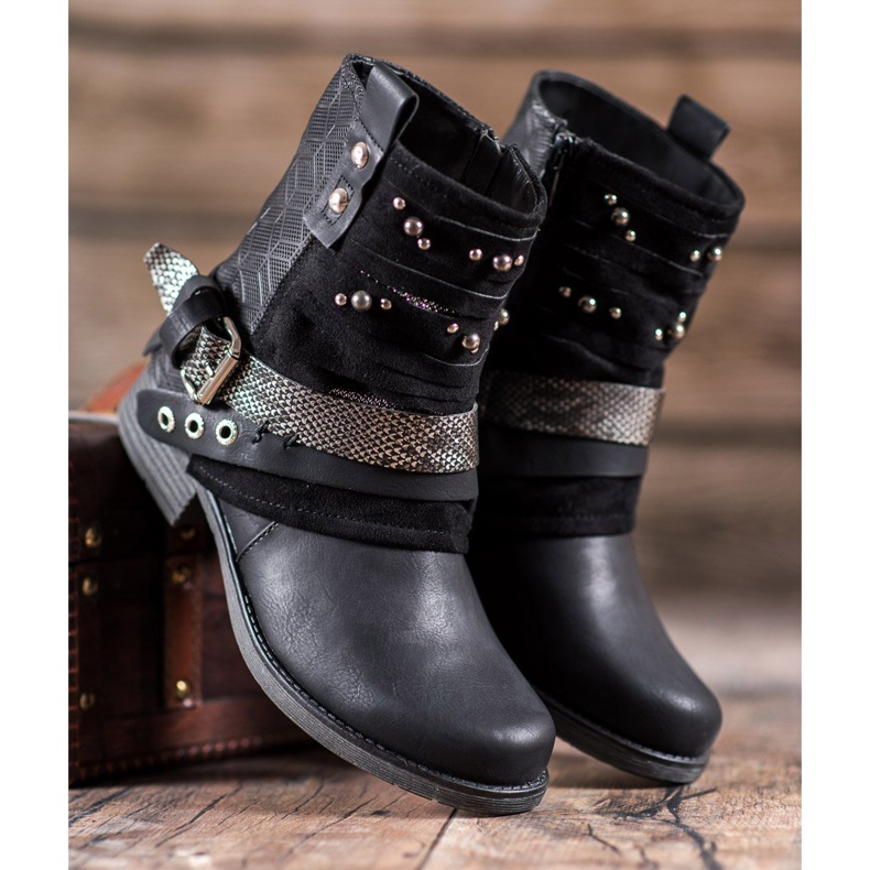 SHELOVET Stövlar med strass svart 1