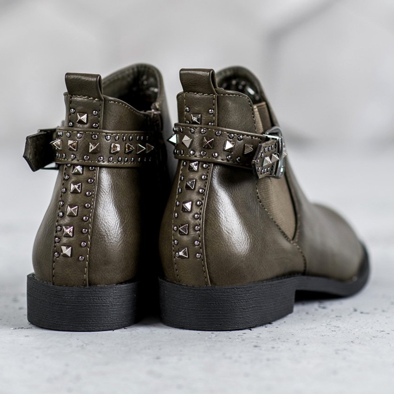 SHELOVET Gröna Chelsea stövlar med strass 1