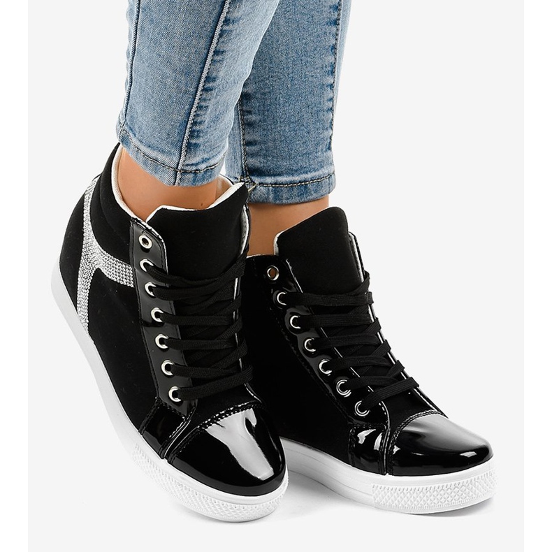 Svarta kilskor med paljetter AN2959 2