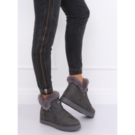 Grå ankelhöga sneakers med päls W19-29 Grå 2