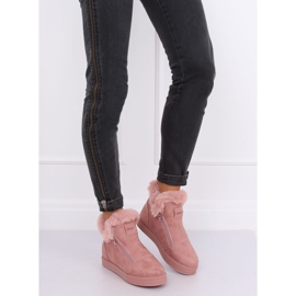 Rosa ankelhöga sneakers med päls W19-29 Rosa 1
