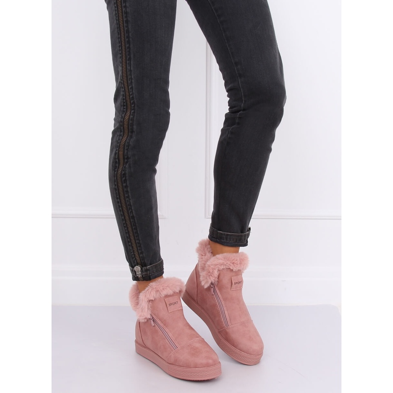 Rosa ankelhöga sneakers med päls W19-29 Rosa 1