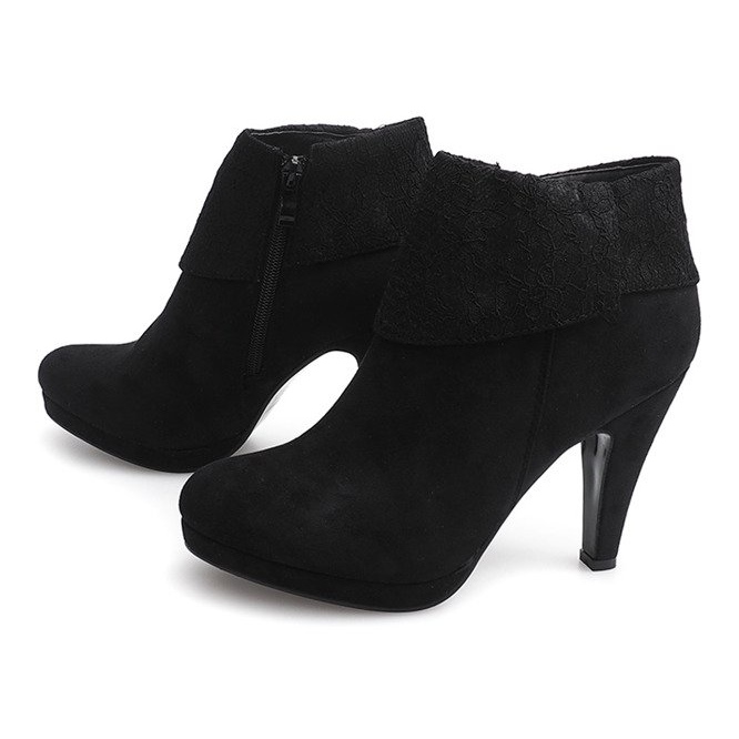 Eleganta stövlar på högklackad spets 6-67 svart 1