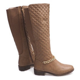 Quiltade varma stövlar 16072 Khaki mångfärgad grön 1