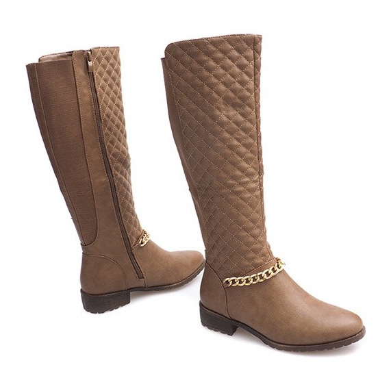 Quiltade varma stövlar 16072 Khaki mångfärgad grön 2