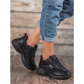 SHELOVET Glänsande sportskor svart 1