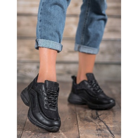 SHELOVET Glänsande sportskor svart 2