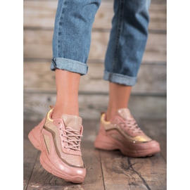 SHELOVET Glänsande sportskor rosa 2