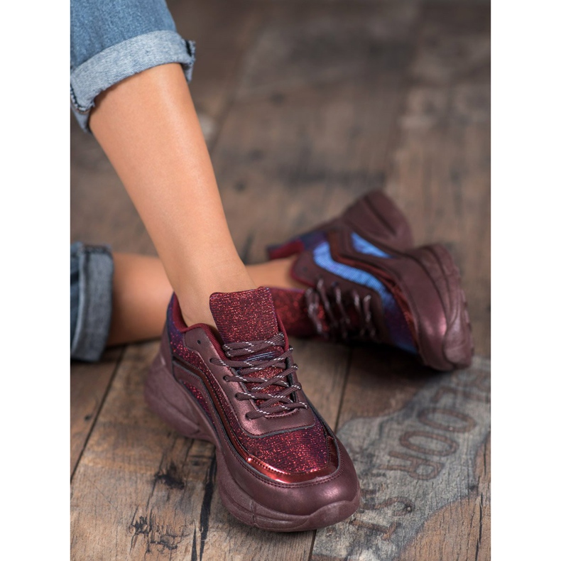 SHELOVET Glänsande sportskor röd 2