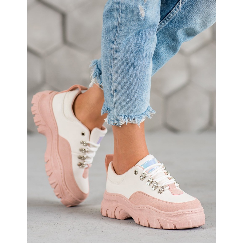 SHELOVET Snörade sportskor rosa 1