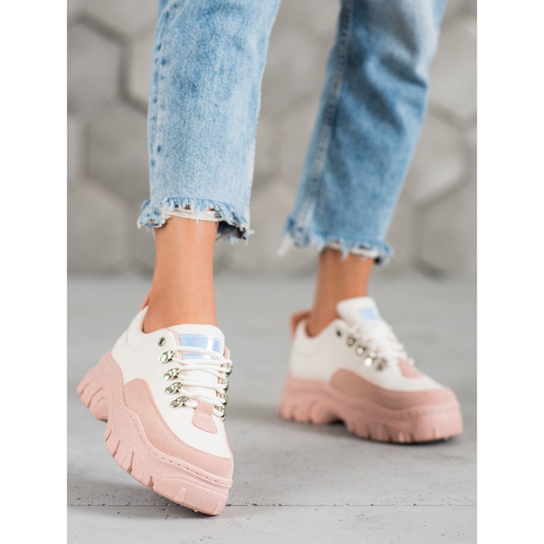 SHELOVET Snörade sportskor rosa 2