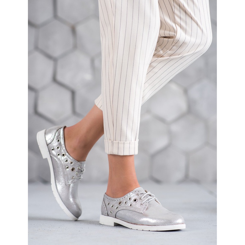 SHELOVET Knutna skor med ekoläder grå 1