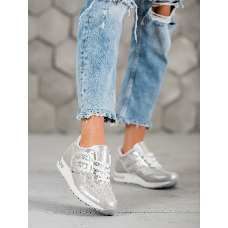 SHELOVET Snake Print Sneakers grå 1