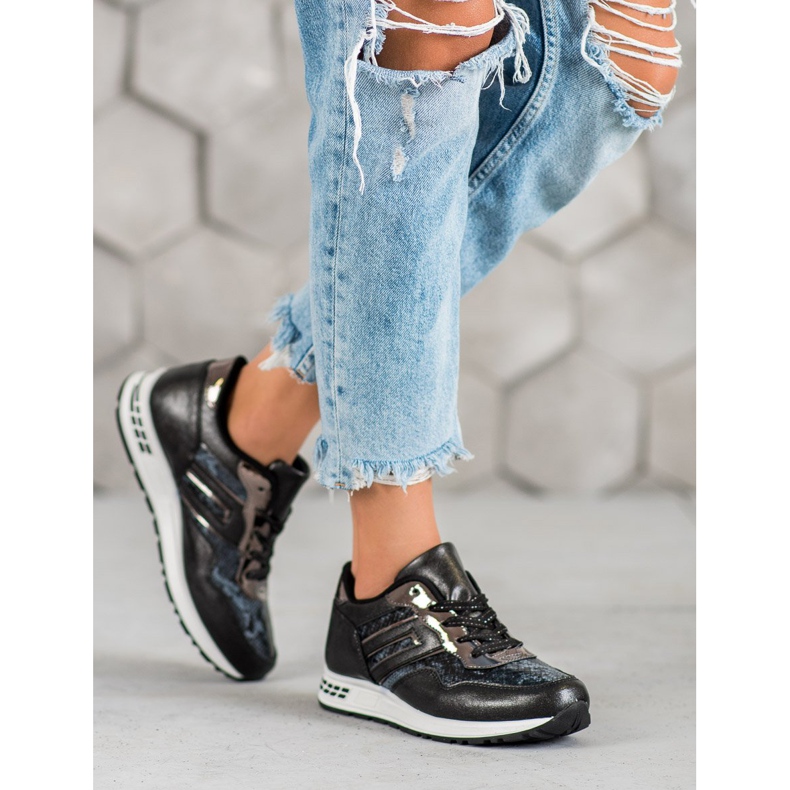 SHELOVET Snake Print Sneakers svart 2