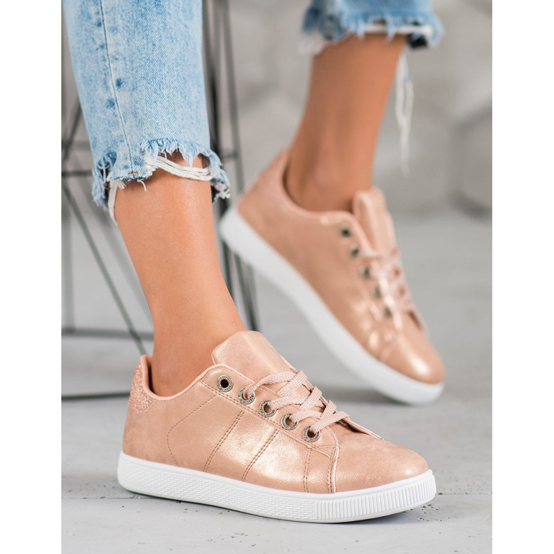 SHELOVET Sneakers med glitter rosa 1