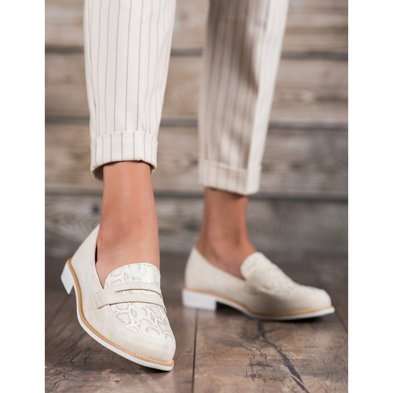 Bestelle Mockasiner med glitter brun 1