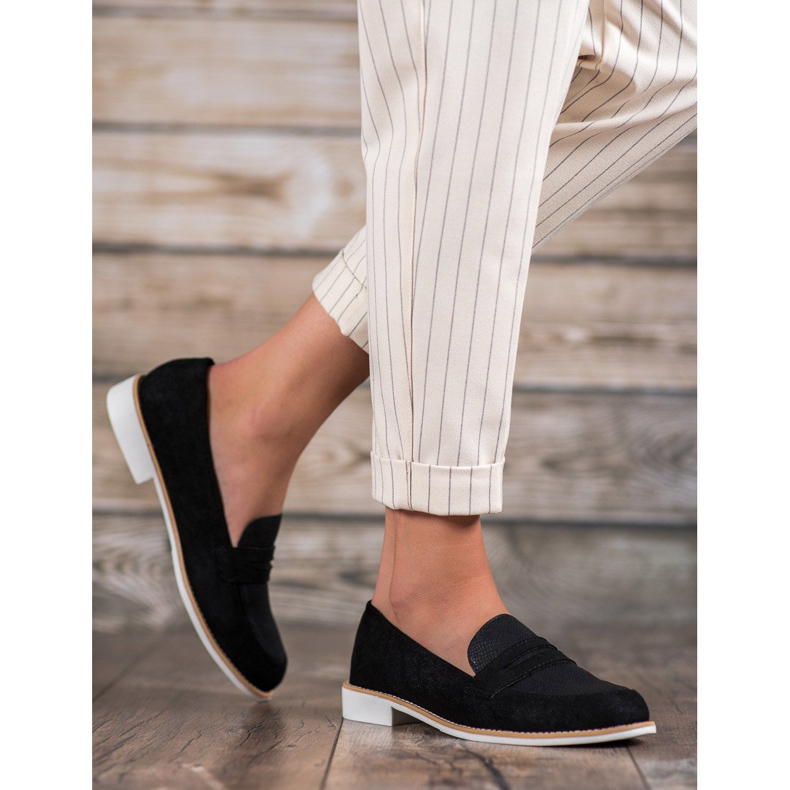 Bestelle Mockasiner med glitter svart 1