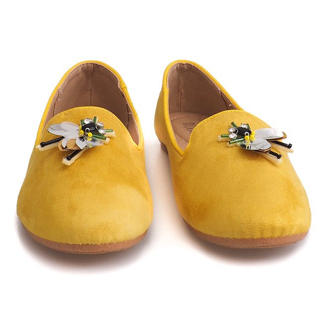 Mocka ballerinor med en hårfäste 9988 gul 1